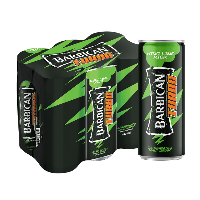 Barbican Turbo Kiwi Lime Flavoured Malt Can, 6x240ml