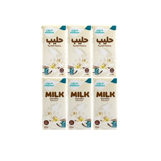 Mazoon UHT Vanilla Milk, 6x180ml