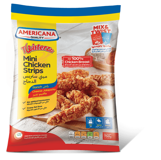 Americana Twisterzzz Chicken Strips - Ranch & Cheese Jalapeno 750G