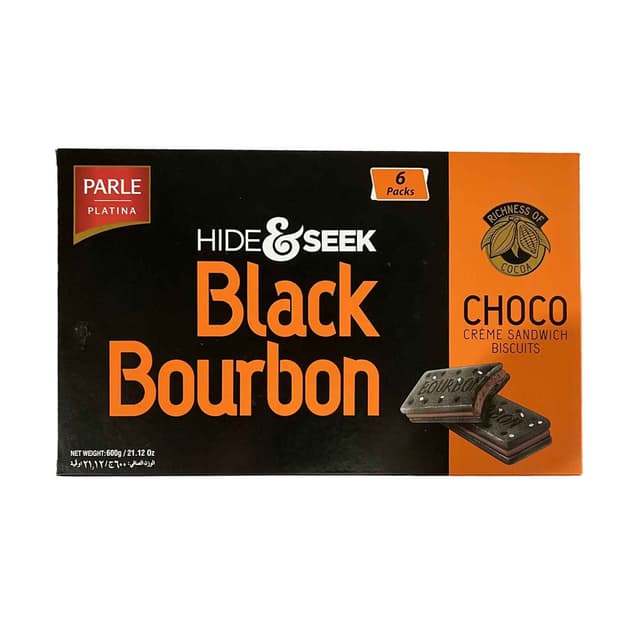 Parle Hide & Seek Black Bourbon Choco Creme Sandwich Biscuits, 600g