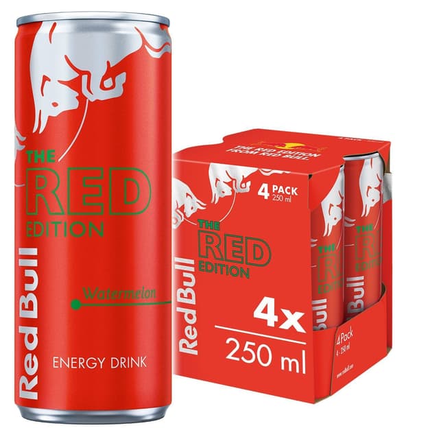ريد بول الإصدار الأحمر بطيخ مشروب طاقة، 4x250ml