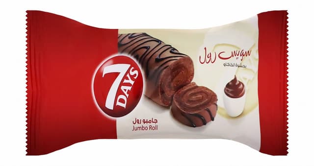 7 دايز جومبو سويسرول محشو كاكاو، 55جم