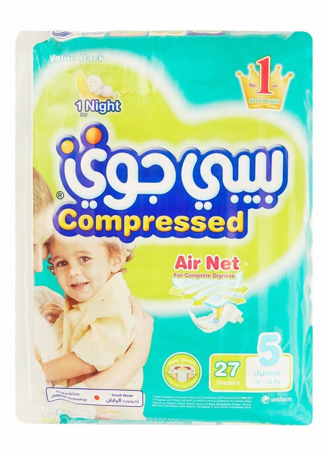 BabyJoy Instant Dry Junior Diapers, Size 5, 14-25kg, 27 Pieces