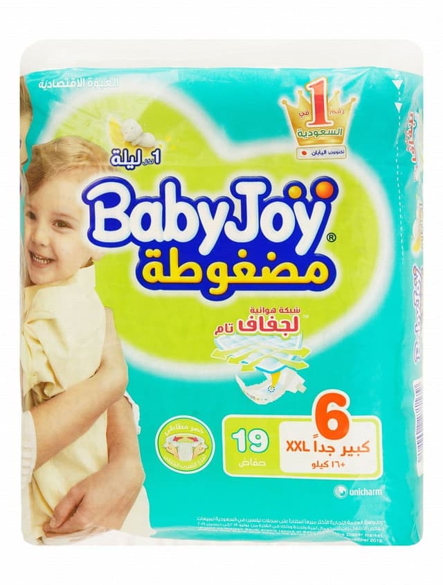 بيبي جوي 2XL حفاضات أطفال, مقاس 6, أكثر من 16kg, 19 Pieces