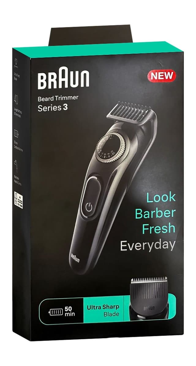 Braun Series 3 Electric Beard Trimmer 3 - Black, BT3410, 1 Pack