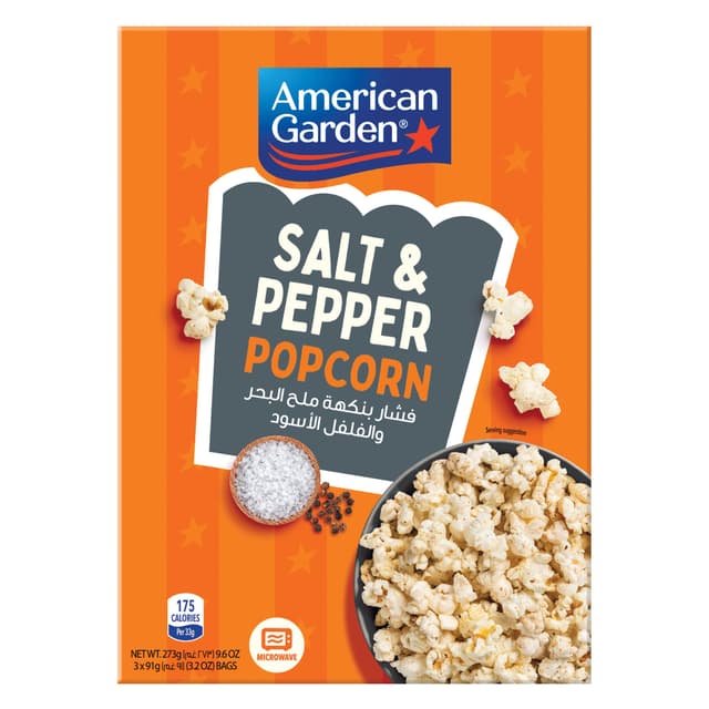 American Garden Microwave Sea Salt & Pepper Popcorn, 273g