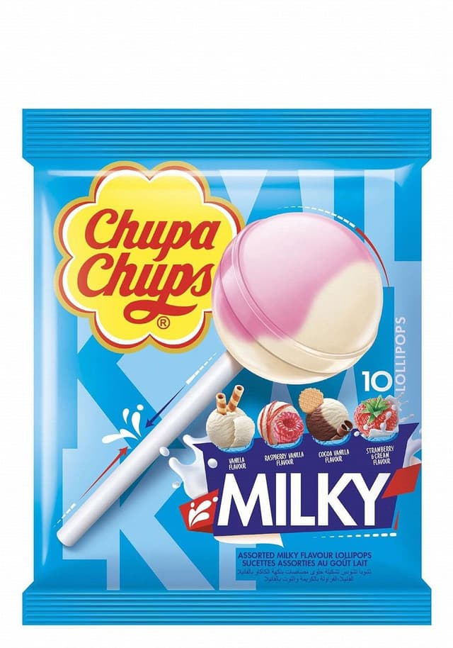شوبا شوبس مصاصات ميلكي (10 قطع)، 120g