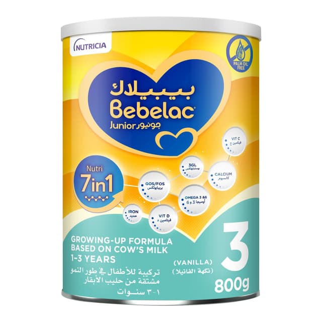 Bebelac Junior Nutri 7-In-1 Infant Stage 3 Milk Formula for 1-3 Years, 800g