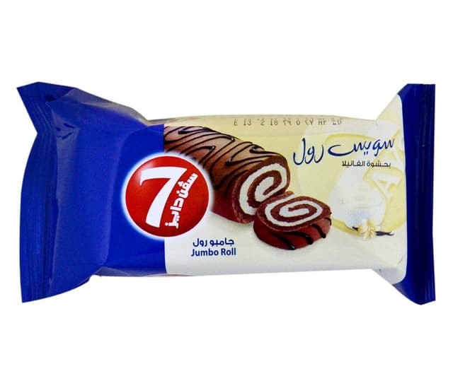 7 دايز جومبو سويسرول محشو كريم فانيلا، 55جم