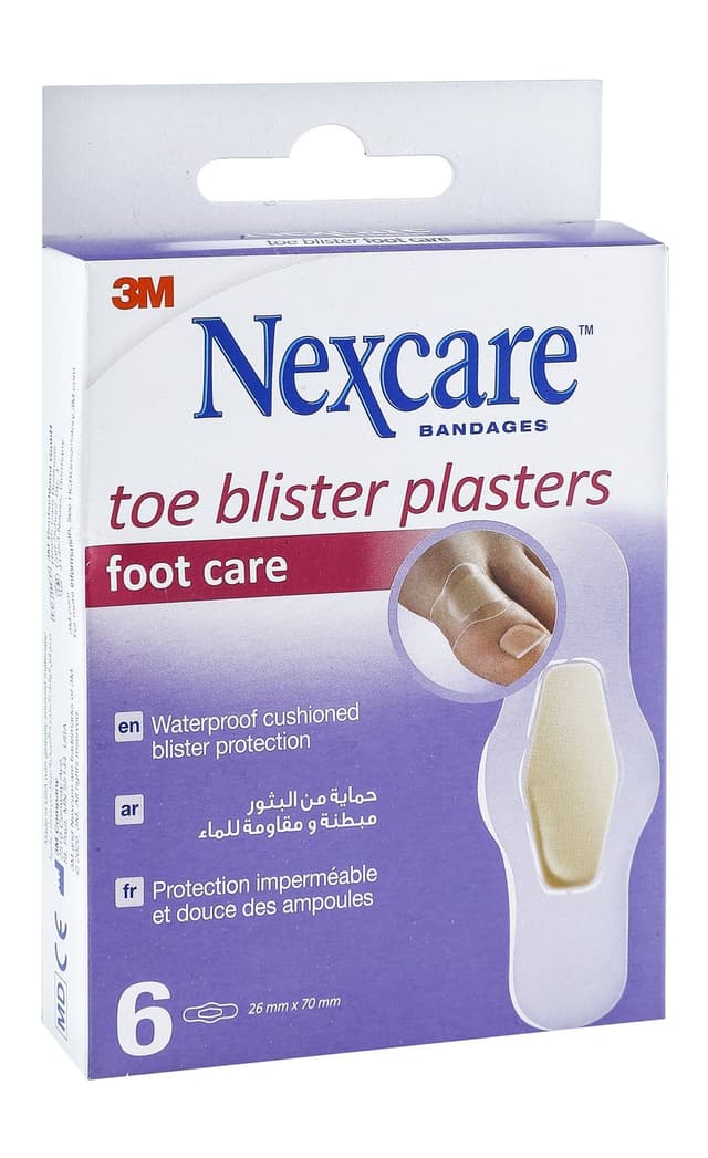 Nexcare Waterproof Toe Blister Plasters (26x70mm), 6 Pieces