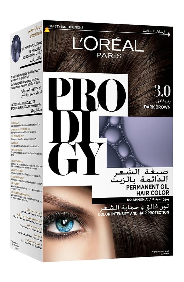 L'Oreal Paris Prodigy Permanent Oil Hair Color Dark Brown 3.0, 1 Pack