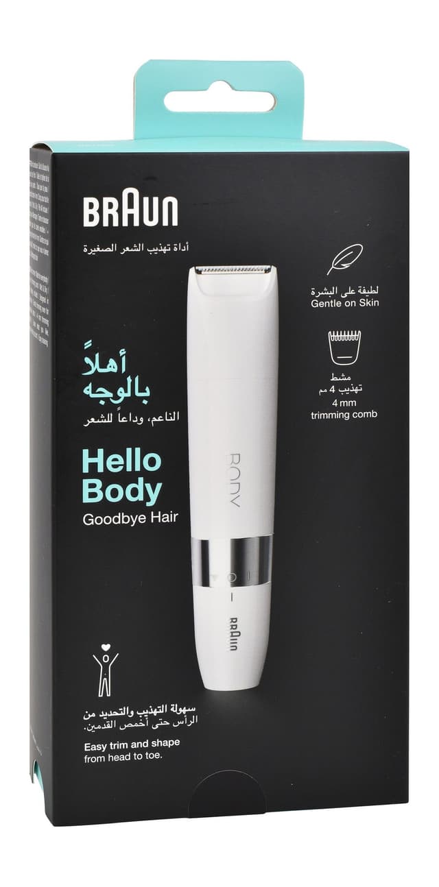 Braun Wet & Dry Full Body White Mini Trimmer BS1000 with 4mm Trimming Comb, 1 Pack