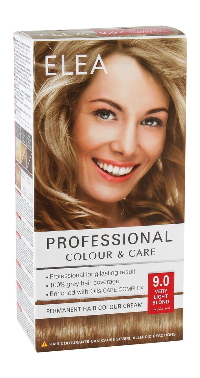 Elea Permanent Hair Color Cream with Oil Care Complex Very Light Blonde 9.0, 1 Pack