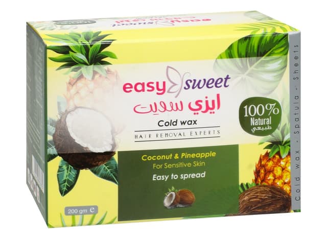 Easy Sweet Hair Removal Experts Cold Wax Coconut & Pineapple Scent for Sensitive Skin, 200g