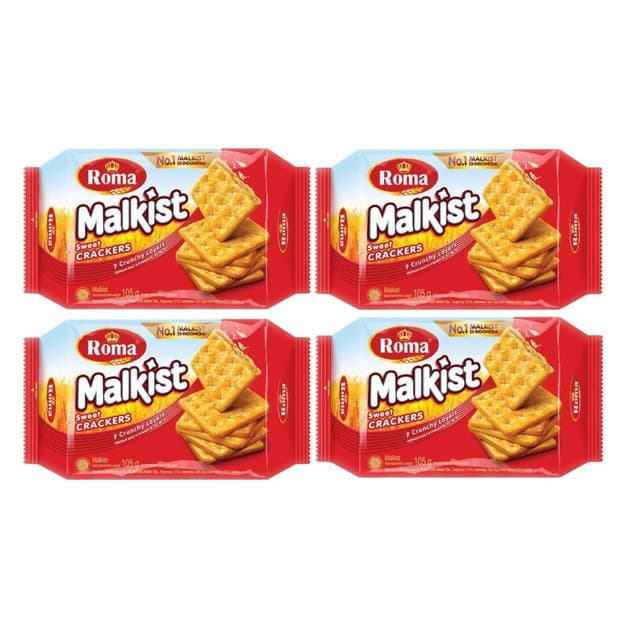 Roma Malkist Sweet Crackers Biscuits, 4x105g