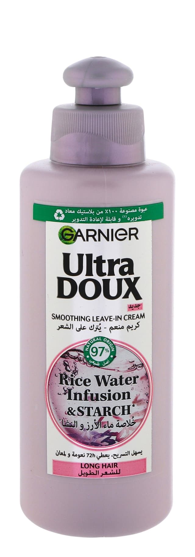 Garnier Ultra Doux Smoothing & Shining Leave-In Cream Infused with Rice Water & Starch Extracts for Long Hair