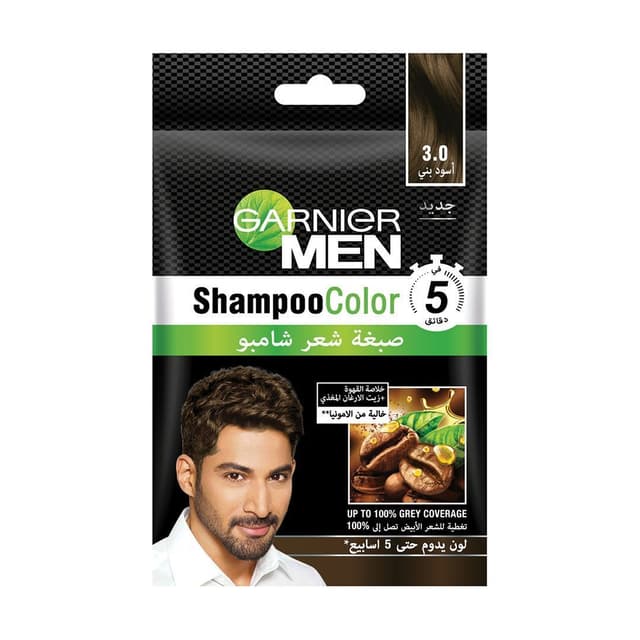 Garnier Men Hair Coloring Shampoo Black Brown 3.0, 1 Pack