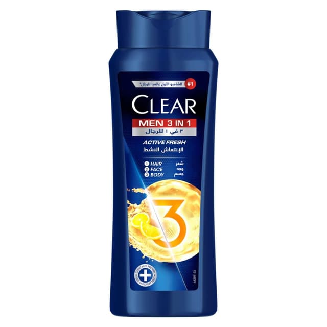 Clear 3In1 Active Fresh Shampoo, 600ml