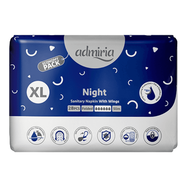 Admiria Slim Night Sanitary Napkins, XL, 28 Pieces