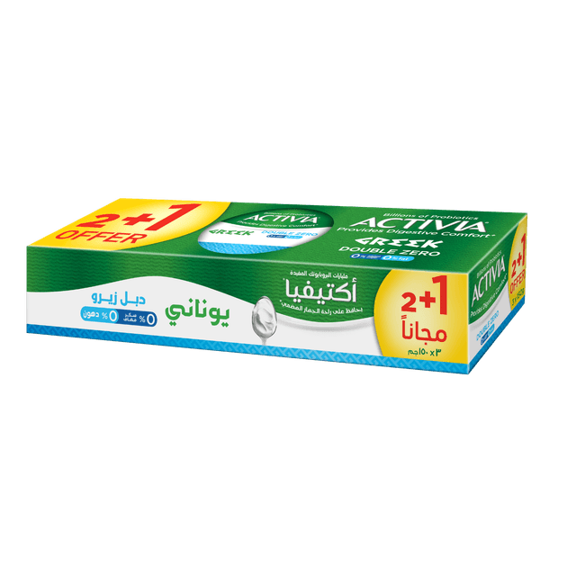 أكتيفيا يوغورت يوناني دبل زيرو، 3x150g