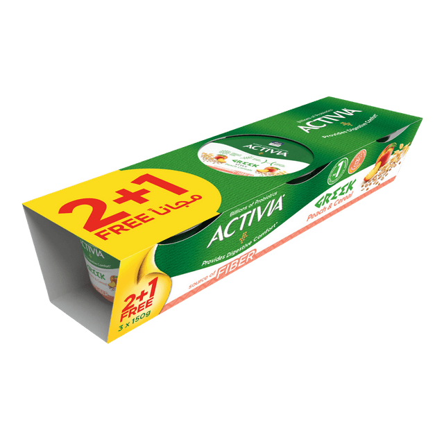 أكتيفيا يوغورت يوناني خوخ حبوب، 3x150g