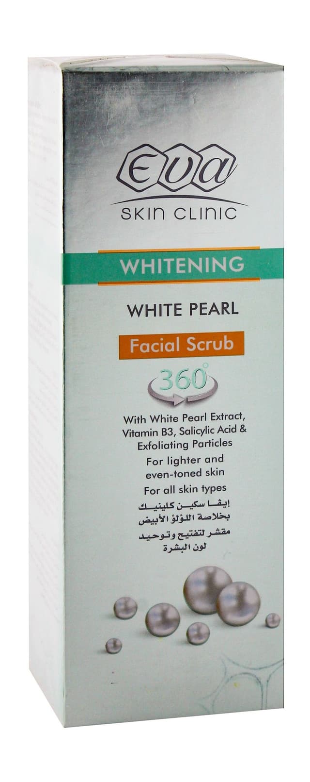 Eva Skin Clinic Whitening Facial Scrub with White Pearl Extract for All Skin Types, 100ml