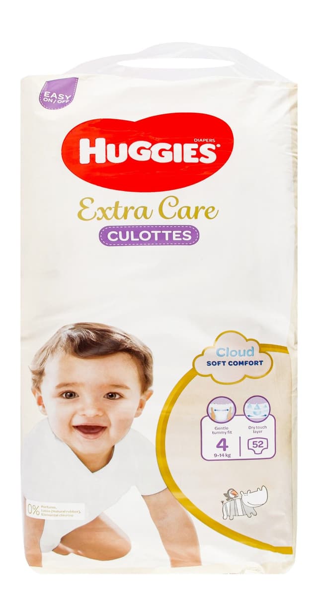 Huggies Extra Care Culottes Diaper Pants Size 4 (9-14kg), 52 Pieces