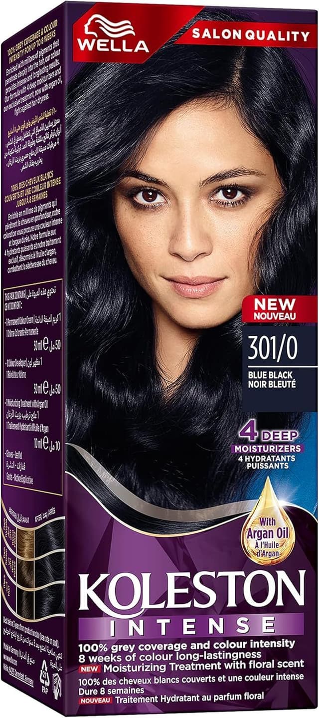 Koleston Intense Hair Color Creme with Argan Oil - Blue Black 301/0, 1 Pack