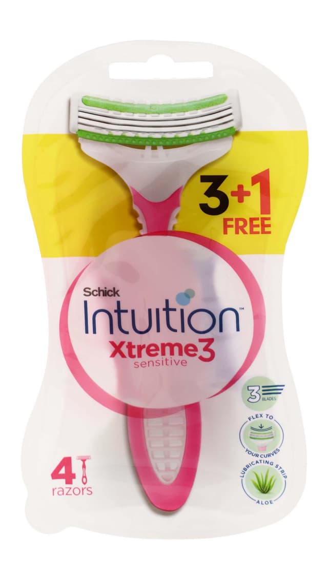 Schick Intuition Xtreme Pink Razors, 4 Pieces
