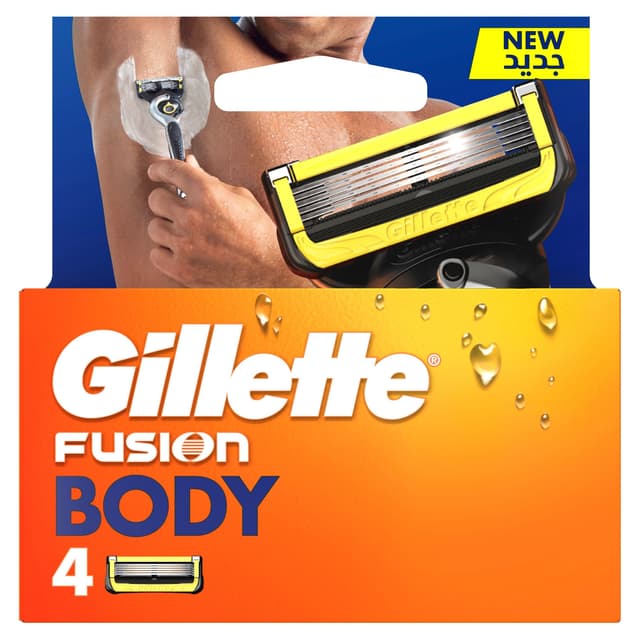 Gillette Fusion Body Men's Refillable Blades 4 Blades Refills