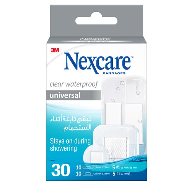 Nexcare Clear Waterproof Bandages Assorted CWP-30, 30 Pieces