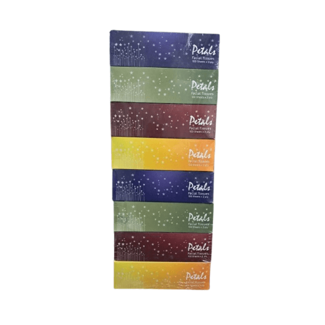 Petals Facial Tissue 2 Ply, 100 Sheets x 8 Packs