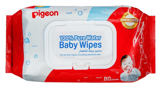 Pigeon Pure Water Baby Wipes for All Skin Types, 80 wipes