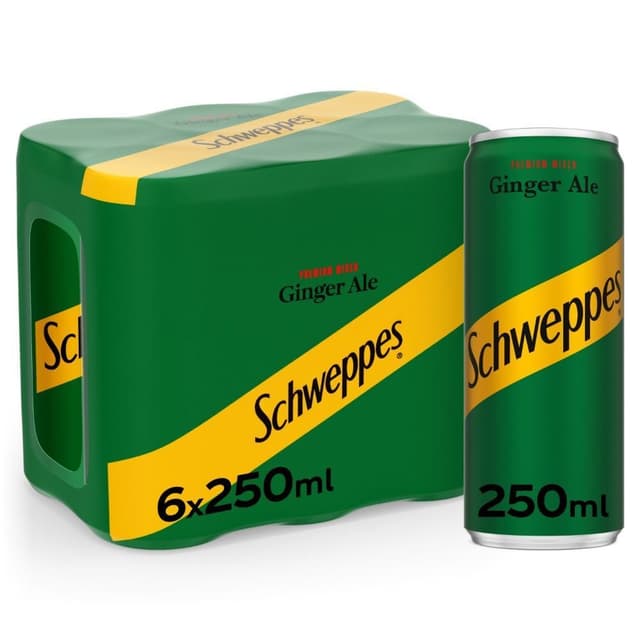 Schweppes Ginger Ale Carbonated Drink Can, 6x250ml