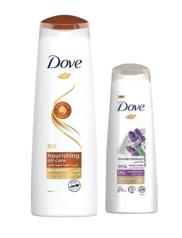 Dove Nourishing Oil Care Shampoo for Frizzy & Dry Hair, 400ml + Lavender Shampoo, 180ml