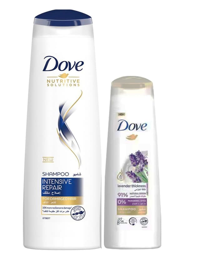 Dove Intensive Repair Shampoo for Damaged Hair, 400ml + Levender Smapoo, 180ml