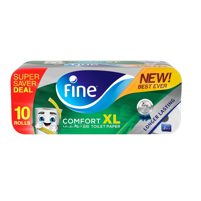 Fine Comfort XL Toilet Rolls 2ply (Super Saver), 10x250 tissues