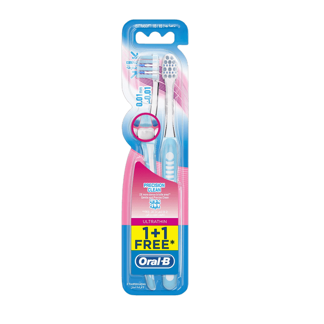 Oral-B Ultrathin Precision Clean Extra Soft Manual Toothbrush, 2 Pieces