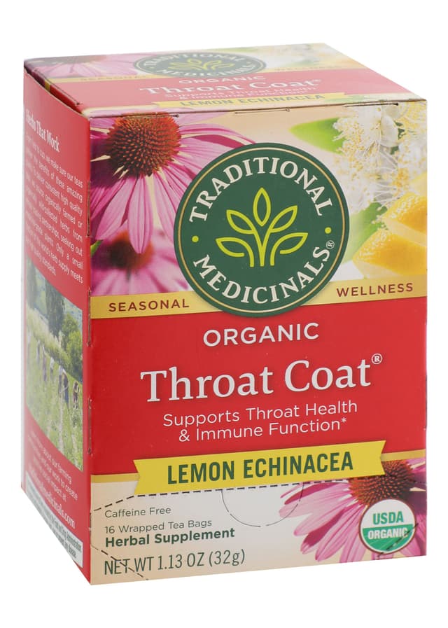 Traditional Medicinals Organic Throat Coat Tea - Lemon Echinacea 32g