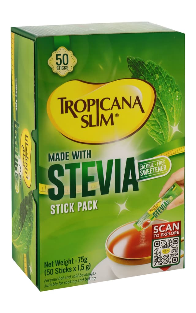 Tropicana Stevia Slim Zero Calorie Sweetener, 50 Sticks