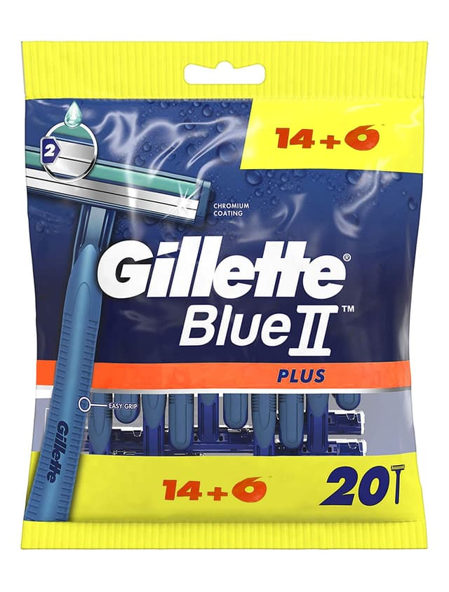Gillette Blue 2 Plus Disposable Razors, 14+6 Pieces