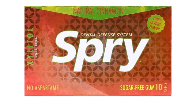 Xylitol Spry Natural Cinnamon Sugar Free Gum, 10 Pieces