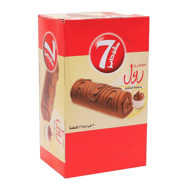 7 Days ميني سويسر رول محشو بكريمة الكاكاو، 12x20g