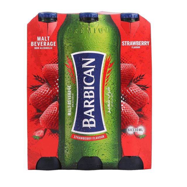 Barbican Strawberry Flavor Non-Alcoholic Malt Beverages, 6x330ml