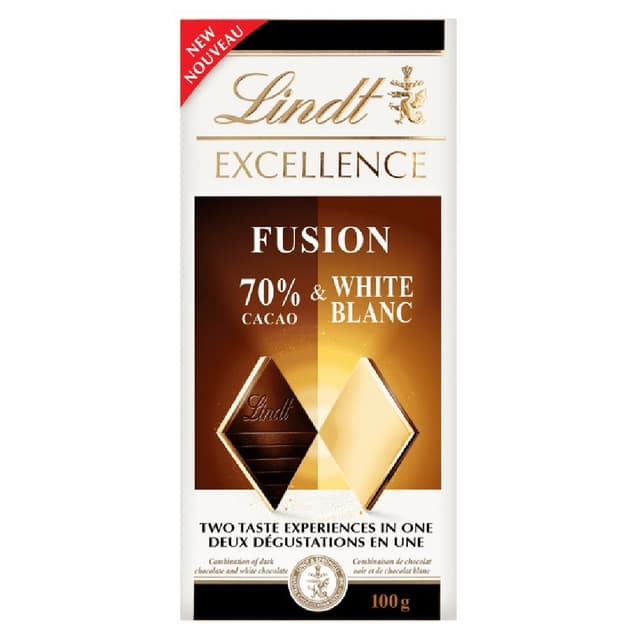 Lindt Excellence Fusion 70% Dark & White Blanc, 100 g