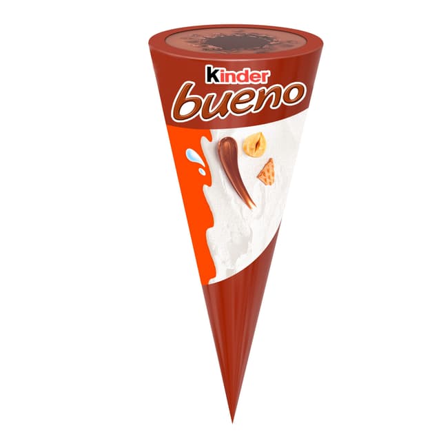 Kinder Bueno Classic Ice Cream, Creamy Hazelnut & Chocolate Topping Cone, 62g