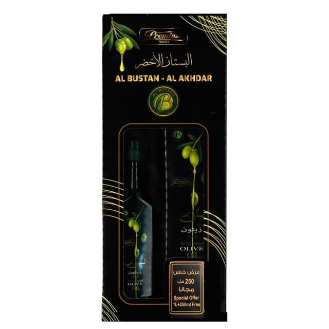 البستان الأخضر زيت زيتون بكر ممتاز, 1000ml + 250ml Special Offer