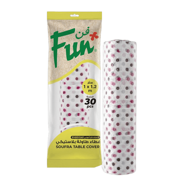 Fun Everyday Plastic Sufra Disposable Table Cover 1x1.2m - Printed, 30 Sheets (Assorted Colors)