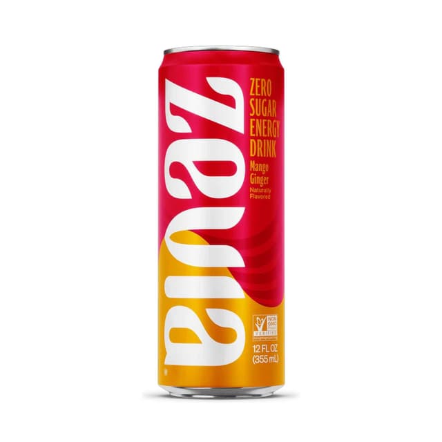 Zevia Zero Sugar Energy Drink Mango Ginger 355Ml