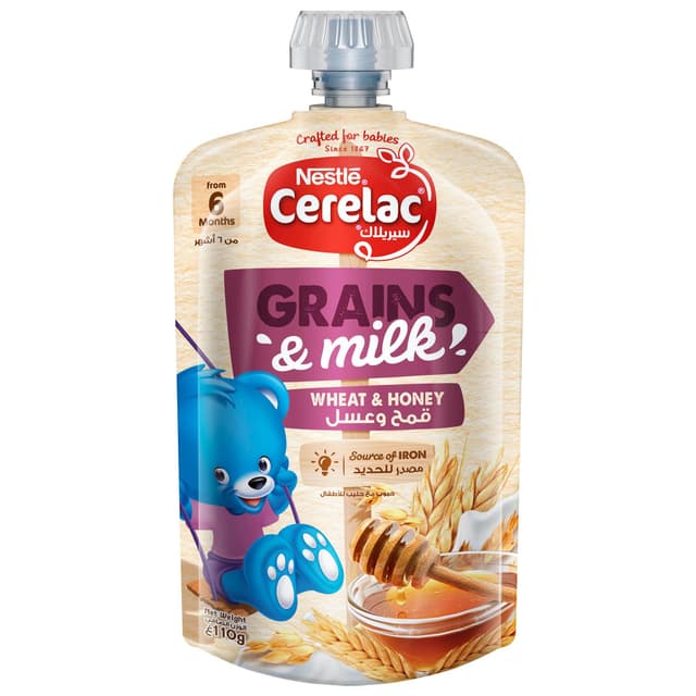 Cerelac Grains & Milk Pouch in Wheat & Honey, 110g